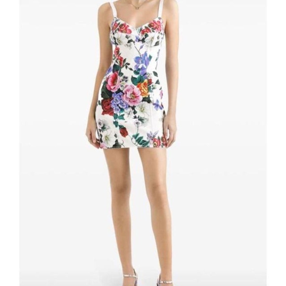 Dolce & Gabbana Peony Floral Print Mini Dress – Size 42 - Picture 2 of 9
